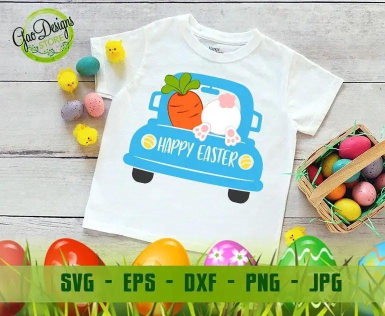 Happy Easter Truck SVG, Easter Bunny Truck SVG