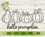 Hello Pumpkin SVG, row of pumpkins svg, Happy Thanksgiving svg, Pumpkin shirt svg, Autumn cut file GaoDesigns Store Digital item