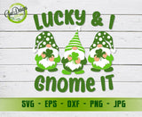 Lucky And I Gnome It SVG, St. Patricks Day SVG, Irish Day SVG Irish Gnomes with Shamrock Leprechaun Gnome with Clover SVG DXF GaoDesigns Store Digital item