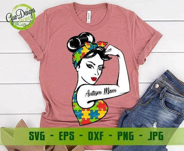 Autism mom svg Autism Awareness svg Rosie the Riveter svg, strong woman svg, woman clipart, Rosie svg, Rosie puzzles svg file for cricut GaoDesigns Store Digital item