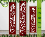 Believe Svg, Christmas Porch Sign Svg, Welcome Svg, Christmas Svg, Vertical Sign, Merry Christmas, Farmhouse Svg Files for Cricut, Png, Dxf GaoDesigns Store Digital item