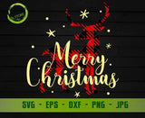 Buffalo Plaid Reindeer SVG, Merry Christmas svg, Reindeer Svg Digital Download, Buffalo Plaid Cut file, Red Plaid Christmas svg cut file GaoDesigns Store Digital item