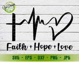 Faith Hope Love Heartbeat svg cut files for cricut silhouette Religious svg faith svg Christian svg hope svg Faith Cross Svg GaoDesigns Store Digital item