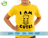 GROOT silhouette svg, i am cute svg, i am groot svg, baby groot svg, svg for babies, guardians galaxy svg, baby shirt svg GaoDesigns Store Digital item