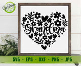 Grandma flower heart svg Nana SVG, Happy Mother's Day Svg, Grandma Heart Svg, Mom Shirt svg, Mom Life Svg, Grandmother svg Mothers Svg Cut Files For Silhouette GaoDesigns Store Digital item