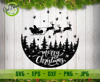 Merry Christmas svg, Santa Sleigh Reindeer Svg, Flying Santa svg, Reindeer svg, Christmas Scene svg, Funny Christmas Shirts svg, Holiday Svg GaoDesigns Store Digital item