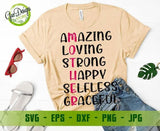 Mother Amazing, Loving, Strong, Happy, Selfless, Graceful Svg, Mom Shirt svg, Mom Life Svg, Mothers Svg, Mother's Day Svg, New Mom Svg Cut Files For Silhouette GaoDesigns Store Digital item