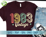 Vintage 1983 SVG, 1983 Birthday SVG, Vintage 1983 Cut File for Cricut, Happy birthday svg for cricut GaoDesigns Store Digital item