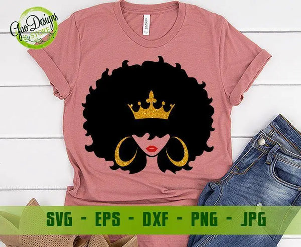 Black queen Afro Woman SVG, Afro Girl Svg, Red lips Afro Woman Svg, Black Diva Svg, Curly Hair Svg Dxf, Png, Pdf, Eps Files , Instant download GaoDesigns Store Digital item
