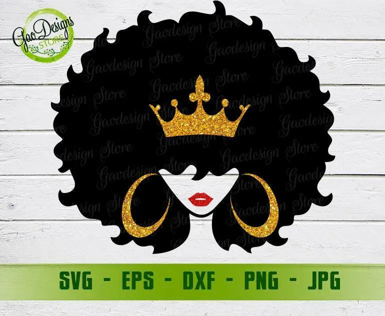 Black queen Afro Woman SVG, Afro Girl Svg, Red lips Afro Woman Svg ...