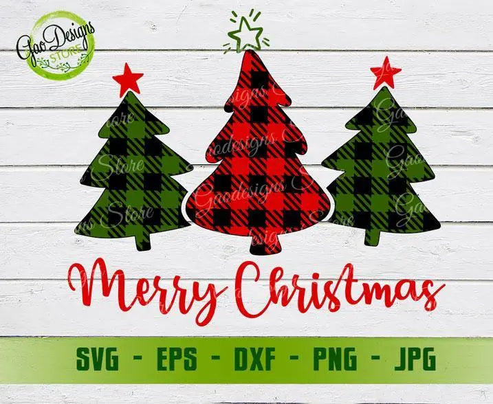 Buffalo Plaid Christmas Tree svg, Merry Christmas svg, Digital Download ...