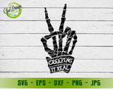 Creeping It Real svg cricut halloween svg, Skeleton Hand Peace svg Peace Sign svg Spooky Sayings svg
