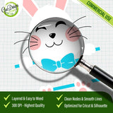 High resolution close-up of the Easter Bunny split monogram SVG designs details- GaoDesigns