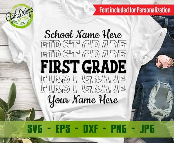 First Grade Echo SVG, hello 1st grade shirt svg, first day of school svg first grade svg Teacher svg GaoDesigns Store Digital item