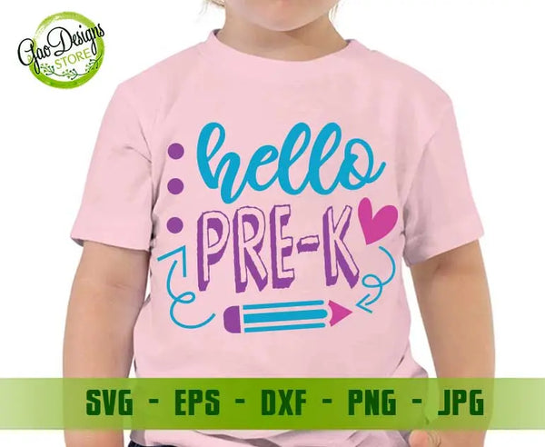 Hello pre-k grade svg cut file pre-k shirt svg back to school svg for students first day of school svg GaoDesigns Store Digital item