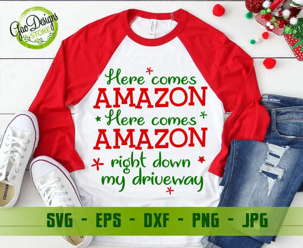 Here comes amazon right down my driveway svg files for cricut, Christmas svg, Black Friday svg, Christmas Shirt svg GaoDesigns Store Digital item