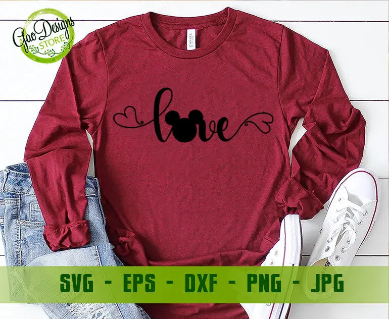 Love disney svg, Love disney dxf, Love disney cutting file, Love mickey svg, Love minnie svg, Valentine's day svg GaoDesigns Store Digital item