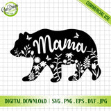 Digital preview of the Mama Bear floral design with technical features on a grid background.
