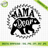Digital preview of Mama Bear Laurel Wreath SVG with technical features and grid background