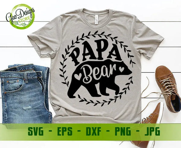 Papa bear svg file for cricut Bear family svg Father's day svg Daddy bear design, bear cutting file GaoDesigns Store Digital item