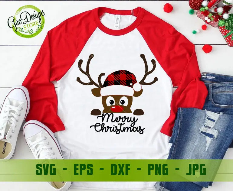 Peeping Reindeer Merry Christmas Svg Reindeer Svg for cricut, Buffalo ...