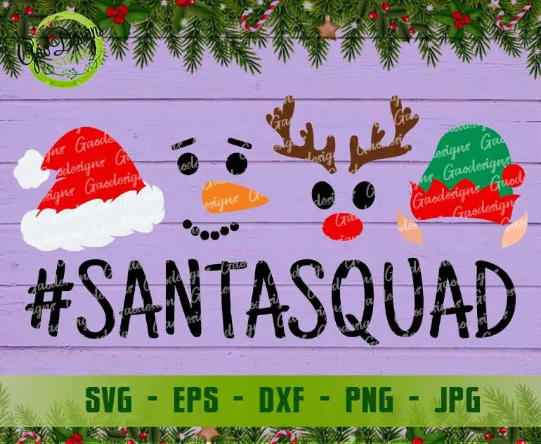 Santa Squad Svg, Kids Christmas Svg, Elf svg, Santa Hat Svg Reindeer ...