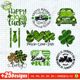 St. Patrick's Day SVG PNG Mini Bundle featuring 25 plus premium designs including Lucky Clovers and Leprechaun quotes - GaoDesigns