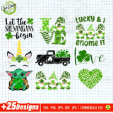 St. Patrick's Day SVG PNG Mini Bundle featuring 25 plus premium designs including Lucky Clovers and Leprechaun quotes - GaoDesigns
