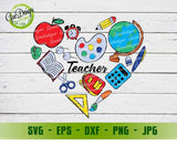 Teacher Heart Svg, Teacher svg, Teacher Appreciation svg, Teacher Shirt svg, Teacher gift svg Cricut GaoDesigns Store Digital item