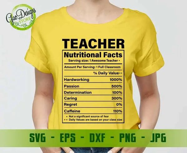 Teacher Nutrition Facts SVG Teacher SVG Funny Teacher SVG Teacher Svg Cut File Teacher Nutrition Svg GaoDesigns Store Digital item