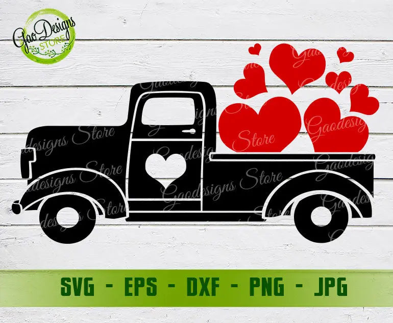 Valentine Truck Svg, Valentine's Day Svg, Red Truck with Heart Svg, Valentine Svg, Cutting files for CriCut GaoDesigns Store Digital item