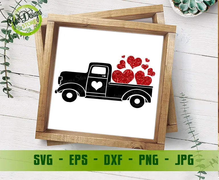 Valentine Truck Svg, Valentine's Day Svg, Red Truck with Heart Svg, Valentine Svg, Cutting files for CriCut GaoDesigns Store Digital item