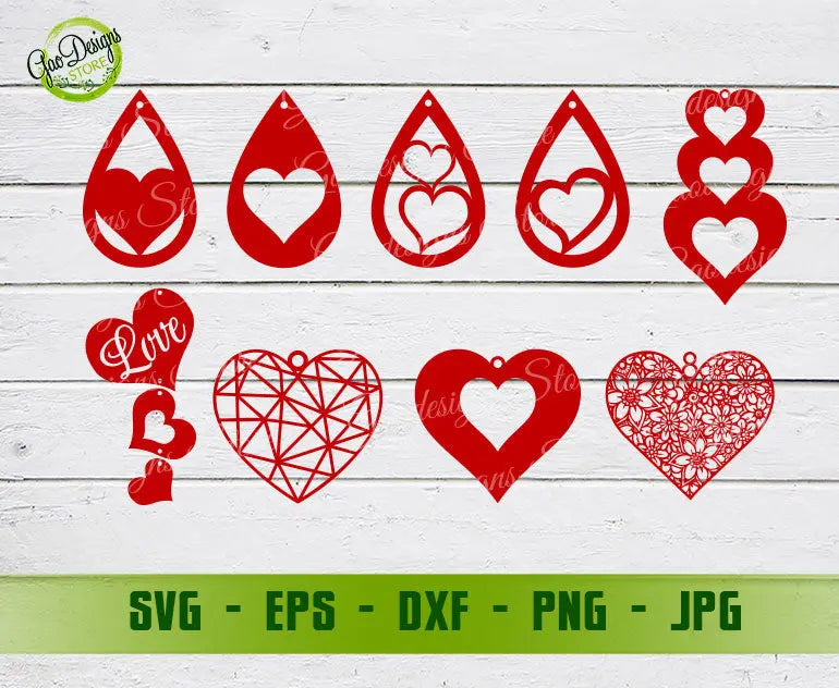 Valentine day svg, Valentine Earrings SVG Cut Files, Valentine Earrings Template SVG, Earrings Valentine Love SVG GaoDesigns Store Digital item