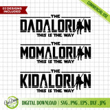 Digital download of Dadalorian designs in SVG PNG DXF and EPS formats with commercial use license included