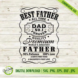 High-quality Best Father All Time SVG design featuring a vintage label style with Dad No. 1 Forever quote, perfect for Father’s Day shirt crafting and sublimation.