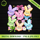 Christian Easter Bunny PNG design with Bible verses for sublimation - GaoDesigns