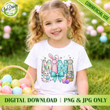 Kids' white t-shirt mockup showcasing the "Easter Mini" easter design, perfect for matching family Easter outfits