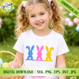 kids easter shirt with pastel bunny svg design blue pink yellow bunny digital download