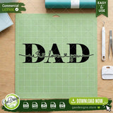 The Dad I Love You SVG digital file displayed on a green Cricut cutting mat with weeding tools, highlighting its smooth lines and easy-to-cut features for vinyl and heat transfer projects.