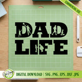 Dad Life SVG cut file displayed on a green cutting mat for Cricut and Silhouette users, ready for vinyl cutting, weeding, and DIY handmade paper crafts.