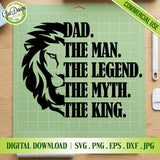 Dad lion SVG cut file preview on cutting mat, Father’s Day design for Cricut and Silhouette, high quality vector artwork