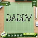 Daddy tools SVG digital download displayed on a green cutting mat, ready for vinyl cutting on Cricut and Silhouette machines for handmade projects.