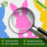 Close up view of Easter bunny SVG design showing clean nodes and smooth lines for Cricut and Silhouette