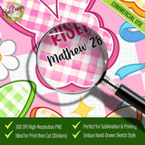 Close-up of the 300 DPI high-resolution Easter PNG showing fine doodle details - GaoDesigns