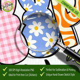 Close-up of the 300 DPI high-resolution Easter PNG showing fine doodle details - GaoDesigns