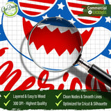 A magnifying glass zooming in on the crisp edges of the shark mouth graphic to demonstrate the clean vector nodes, smooth cut lines, and easy-to-weed layers built for physical vinyl production.