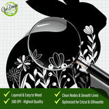 Close-up zoom of the Floral Bunny SVG design highlighting clean vector nodes and smooth cut paths for Cricut