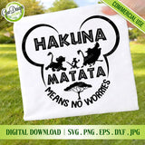  Hakuna Matata SVG design with lion silhouettes in Mickey head shape on tote bag mockup outdoor, no worries quote digital download