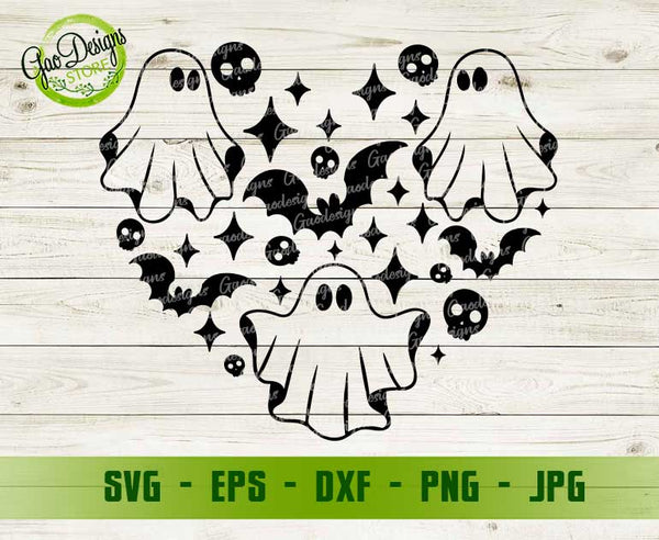 Halloween Ghost Heart SVG cricut Cute Halloween svg - GaoDesigns Store