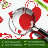 Close-up detail showing the artistic hand-drawn doodle texture of the Valentine elements, optimized for direct-to-garment and printing.